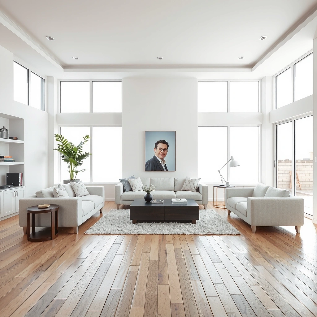 Moderní, zářivě čistý obývací pokoj